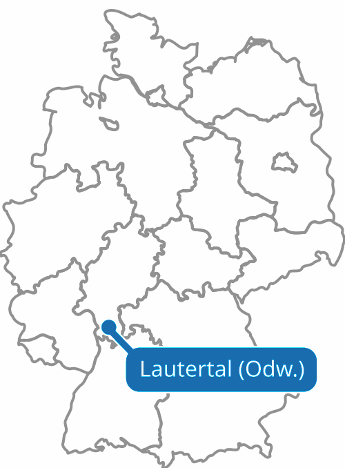 Deutschlandkarte mit dem Standort von Jabi IT in Lautertal (Odenwald)